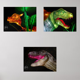 Als dinosauriërs tot leven komen... in Licht Print Muurkunst Sets