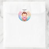 Als dromen roze blauwe donuts en luiers Baby showe Ronde Sticker (Tas)