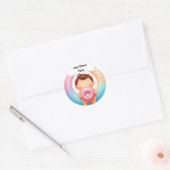 Als dromen roze blauwe donuts en luiers Baby showe Ronde Sticker (Envelop)