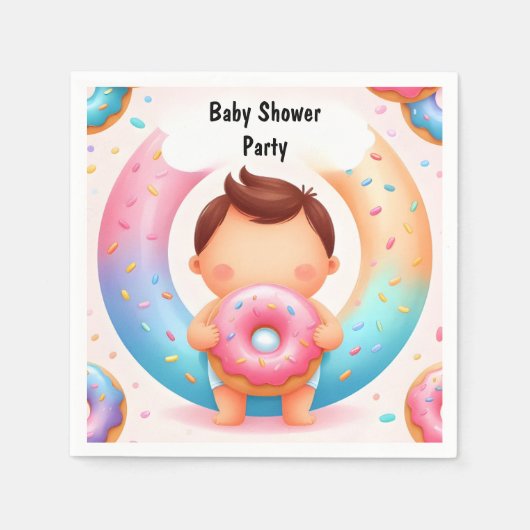 Als dromen roze blauwe donuts en luiers Baby showe Servet (Voorkant)