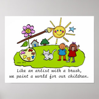 Als een artiest met een penseel poster