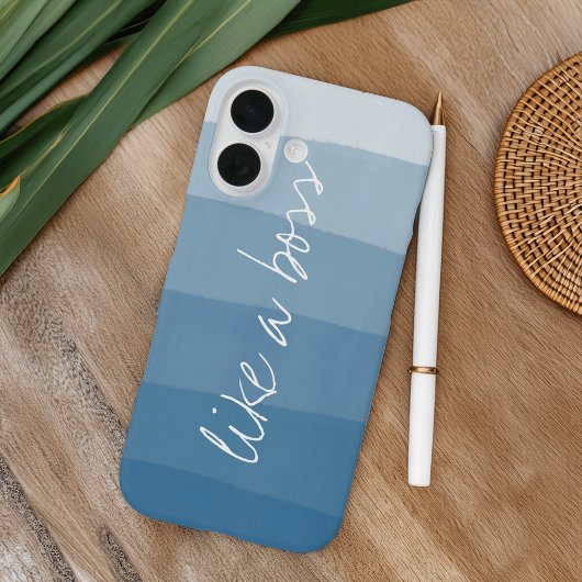 Als een baas | Blauwe Waterverf Ombre Stripe Case-Mate iPhone Case