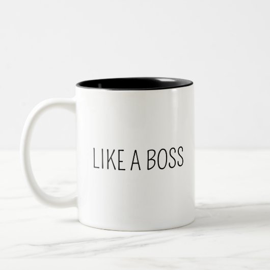 Als een baas | Grappige baas werk humor Tweekleurige Koffiemok (Links)