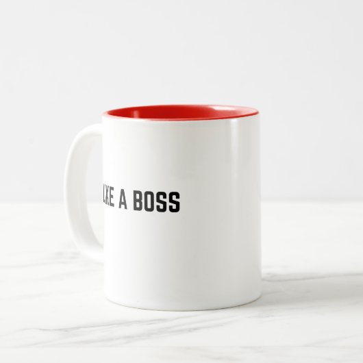 Als een Boss Funny Schattige Trendy Quote Two-Tone Tweekleurige Koffiemok (Voorkant links)