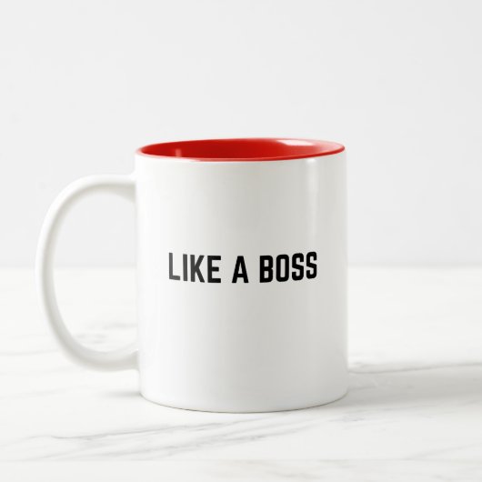 Als een Boss Funny Schattige Trendy Quote Two-Tone Tweekleurige Koffiemok (Links)