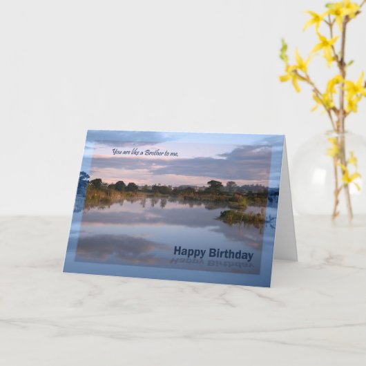 Als een broer, Lake bij zonsopgang Verjaardagskaar Kaart (Gele Bloem)