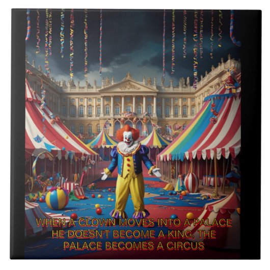 Als een clown een paleis binnengaat tegeltje (Voorkant)