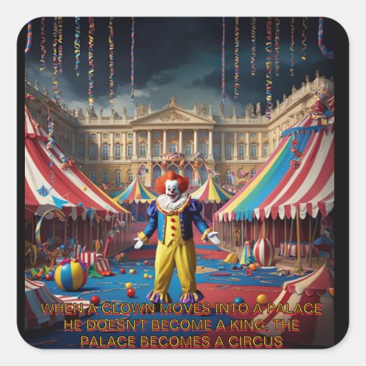 Als een clown een paleis binnengaat vierkante sticker (Voorkant)