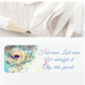  als een etiket met het retouradres van een pauw