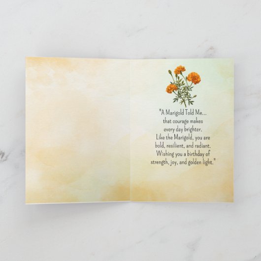 Als een goudsbloem, je verjaardagspersoonlijkheden kaart (Binnen)