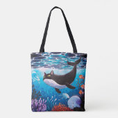 als een kat in de oceaan kan blijven XD Tote Bag (Achterkant)