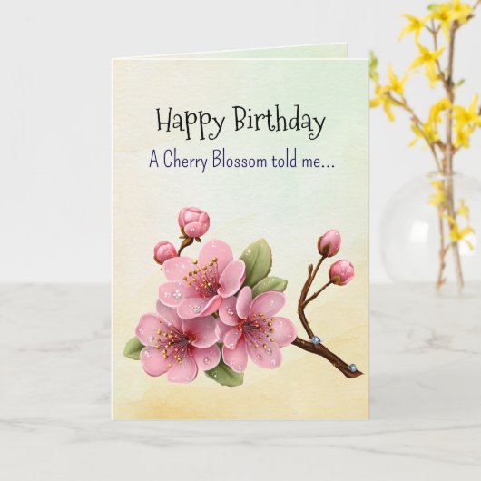 Als een kersenbloesem uw verjaardagspersoonlijkhed kaart (Gele Bloem)