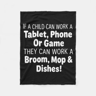 Als een kind een tablet telefoon bezem mop kan bed fleece deken