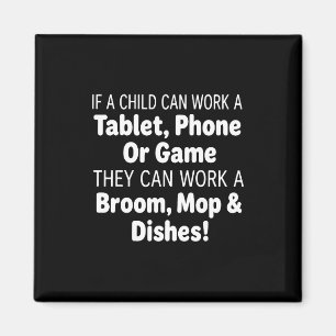 Als een kind een tablet telefoon bezem mop kan bed magneet