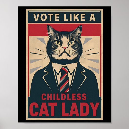 Als een kinderloze kat dame grappig stemmen kamala poster (Voorkant)