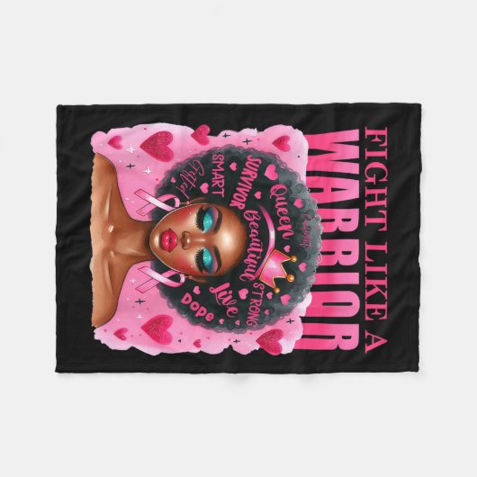 Als een krijger borstkanker bewustzijn zwarte vrou fleece deken (Voorkant (Horizontaal))