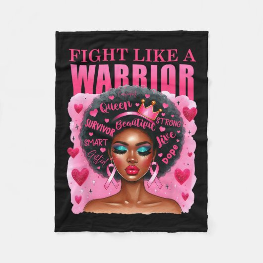 Als een krijger borstkanker bewustzijn zwarte vrou fleece deken (Voorkant)