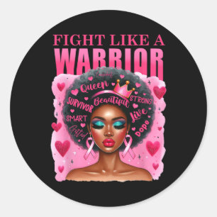 Als een krijger borstkanker bewustzijn zwarte vrou ronde sticker