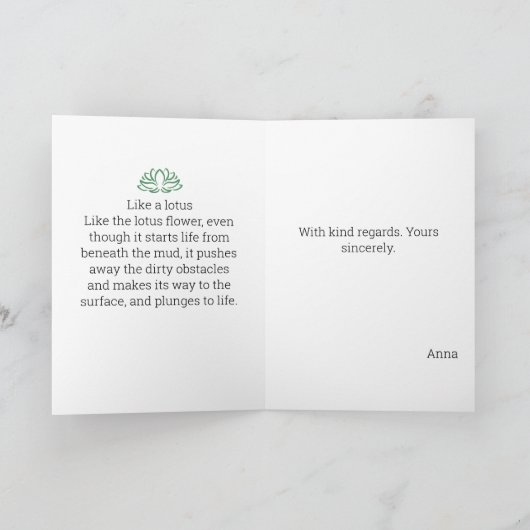 Als een Lotus Waterverf die Gepersonaliseerde Gift Feestdagen Kaart (Binnen)