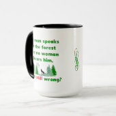 Als een Man in de bos Comical Mok spreekt (Voorkant links)