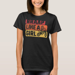 Als een meisje met een vuile bike vrouw voor haar t-shirt