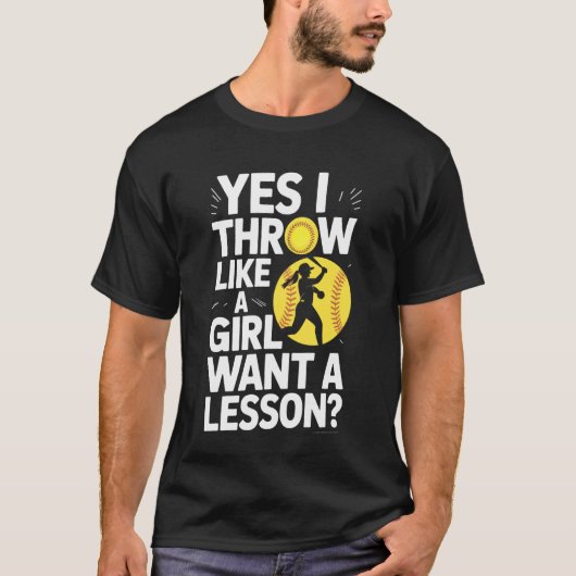 Als Een Meisje Wil Een Les Ja Ik Gooi Softbal T-shirt (Voorkant)
