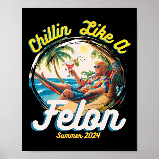 Als een misdadiger Trump 2024 Hawaiian Poster (Voorkant)