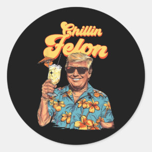 Als een misdadiger Trump President 2024 Neem Ameri Ronde Sticker