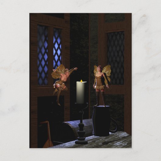 Als een mot voor een flame sprookjeskunst, briefkaart (Voorkant)