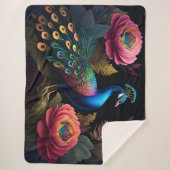  als een pauw in pioenen sherpa deken (Voorkant)