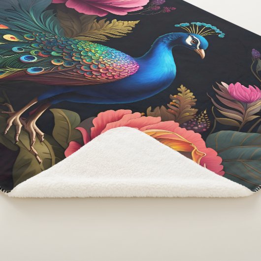  als een pauw in pioenen sherpa deken (3/4)