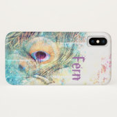  als een pauw pastel veer wit blauwgroen roze Case-Mate iPhone case (Achterkant (horizontaal))