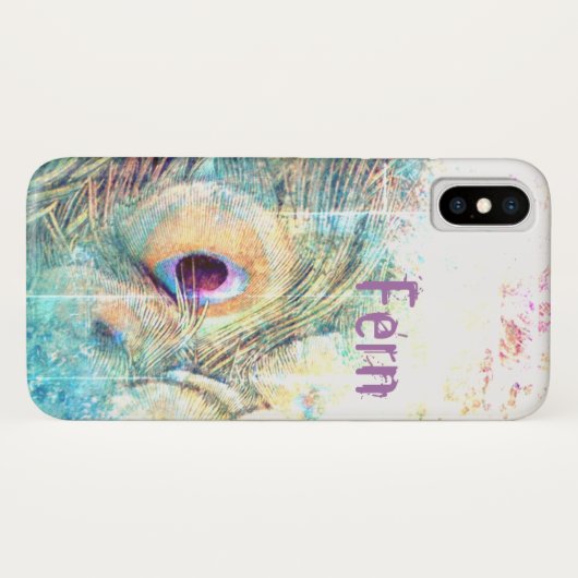 als een pauw pastel veer wit blauwgroen roze Case-Mate iPhone case (Achterkant (horizontaal))