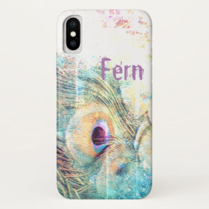  als een pauw pastel veer wit blauwgroen roze Case-Mate iPhone case