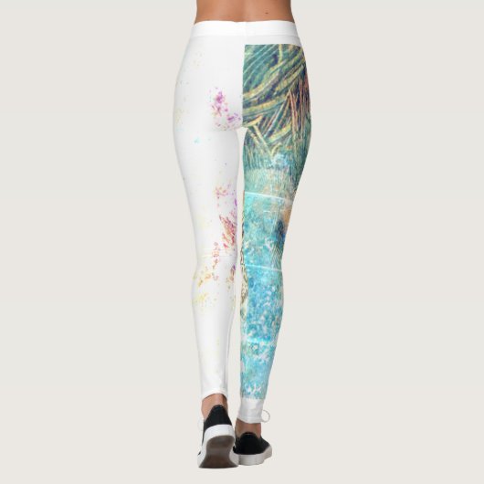  als een pauwenveer pastel wit leggings (Achterkant)