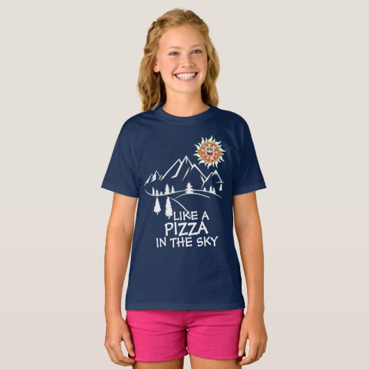Als een pizza in de lucht t-shirt (Voorkant volledig)