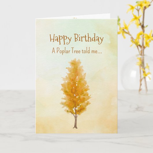 Als een populier boom geest verjaardag persoonlijk kaart (Gele Bloem)