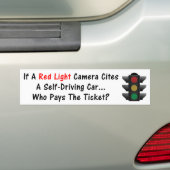 Als een rode lichtcamera een zelfrijdende auto aan bumpersticker (Op auto)