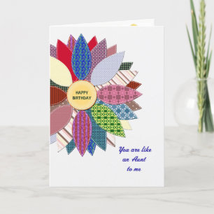 Als een tante voor mij, gestikte bloem verjaardag kaart