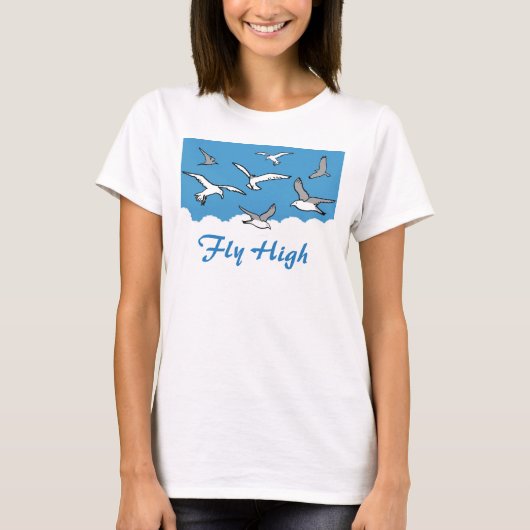 Als een vogel - hoog vliegen. Vogels in vlucht op  T-shirt (Voorkant)