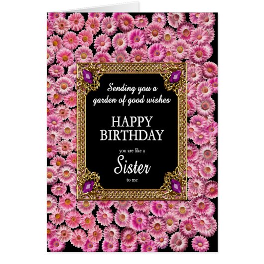 Als een zus voor mij verjaardag roze madeliefjes (Voorkant)