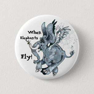 Als Elephants vliegen! ~-knop Ronde Button 5,7 Cm