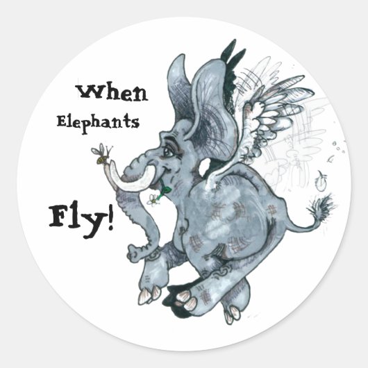 Als Elephants vliegen! ~ STICKER (Voorkant)
