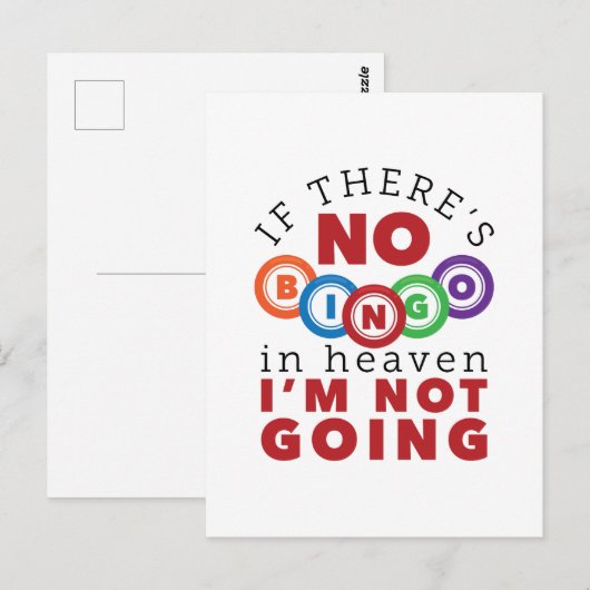 Als er geen Bingo in de hemel is, ga ik niet. Briefkaart (Voorkant / Achterkant)