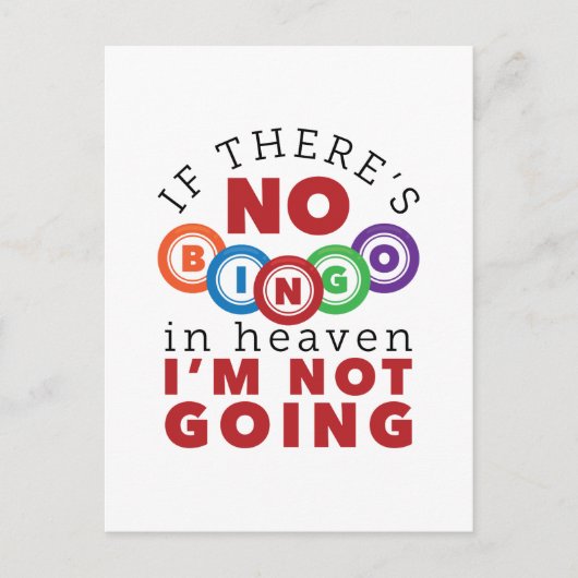 Als er geen Bingo in de hemel is, ga ik niet. Briefkaart (Voorkant)