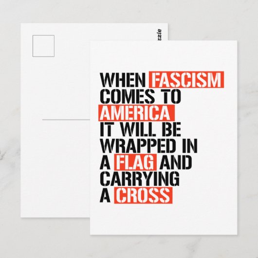 Als fascisme naar Amerika komt Briefkaart (Voorkant / Achterkant)