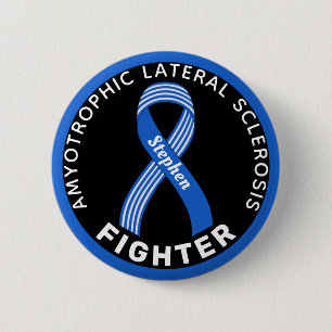 ALS Fighter Ribbon Black Button