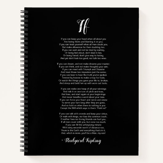 Als gedicht door Rudyard Kipling Black en White Notitieboek (Voorkant)