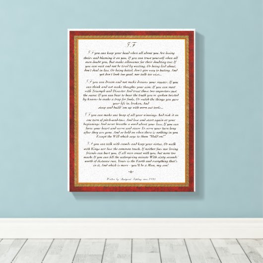 Als gedicht door Rudyard Kipling Canvas Afdruk (Insitu (Houten vloer))