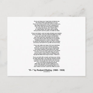 Als gedicht door Rudyard Kipling (Inspirerend gedi Briefkaart